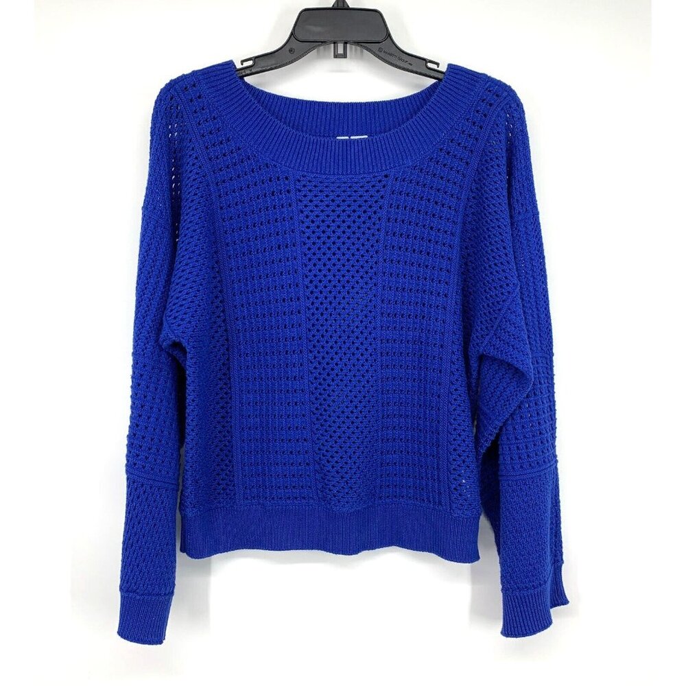 Anthropologie Moth Reese Sweater Blue Wide Sleeve Open Knit - Picture 2 of 10